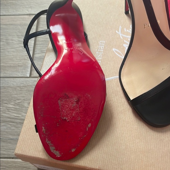 Christian Louboutin Black and Red Strappy Heels - Picture 9 of 11